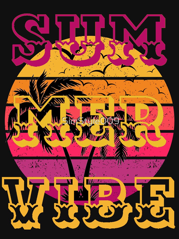 SUMMER VIBE. Retrowave Sunset Palmen Tree by SimStyle009