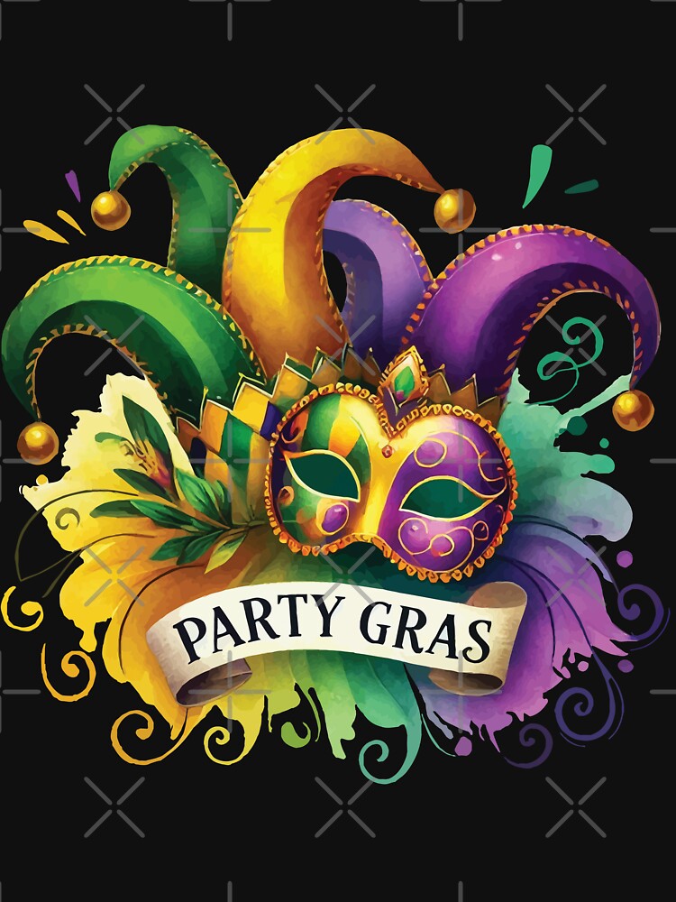 Party Gras Mask Vibrant Mardi Gras Celebration by LuminOrb