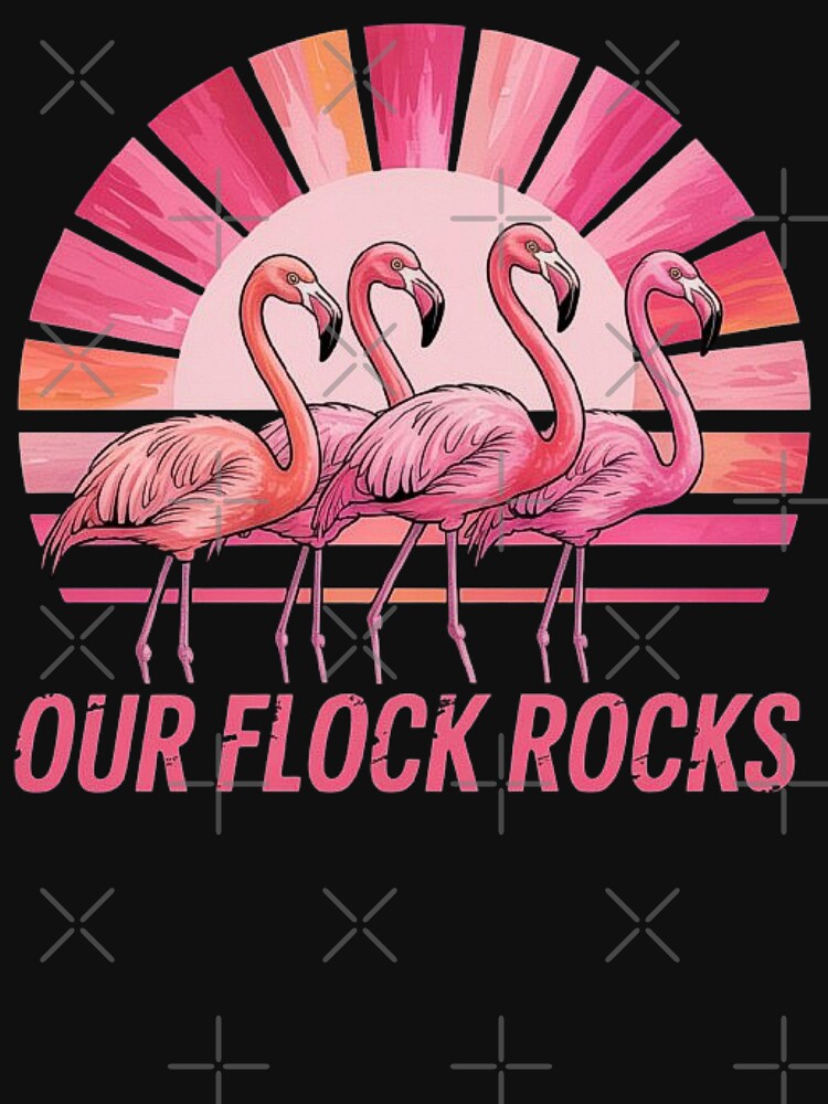 Retro Pink Flamingo Sunset Design – Tropical Group Vibes Artwork by love3617