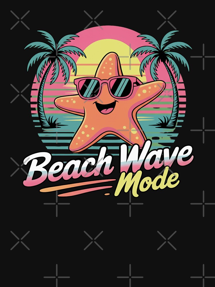 Beach Wave Mode Retro Cartoon Dancing Starfish Summer Vibes by chattsuede