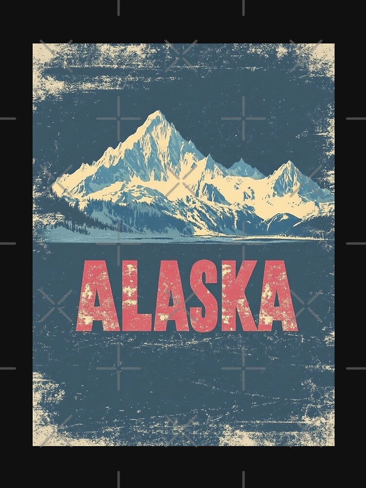 Alaska Mountains Vintage Travel Poster Print by MarkedArtPrints