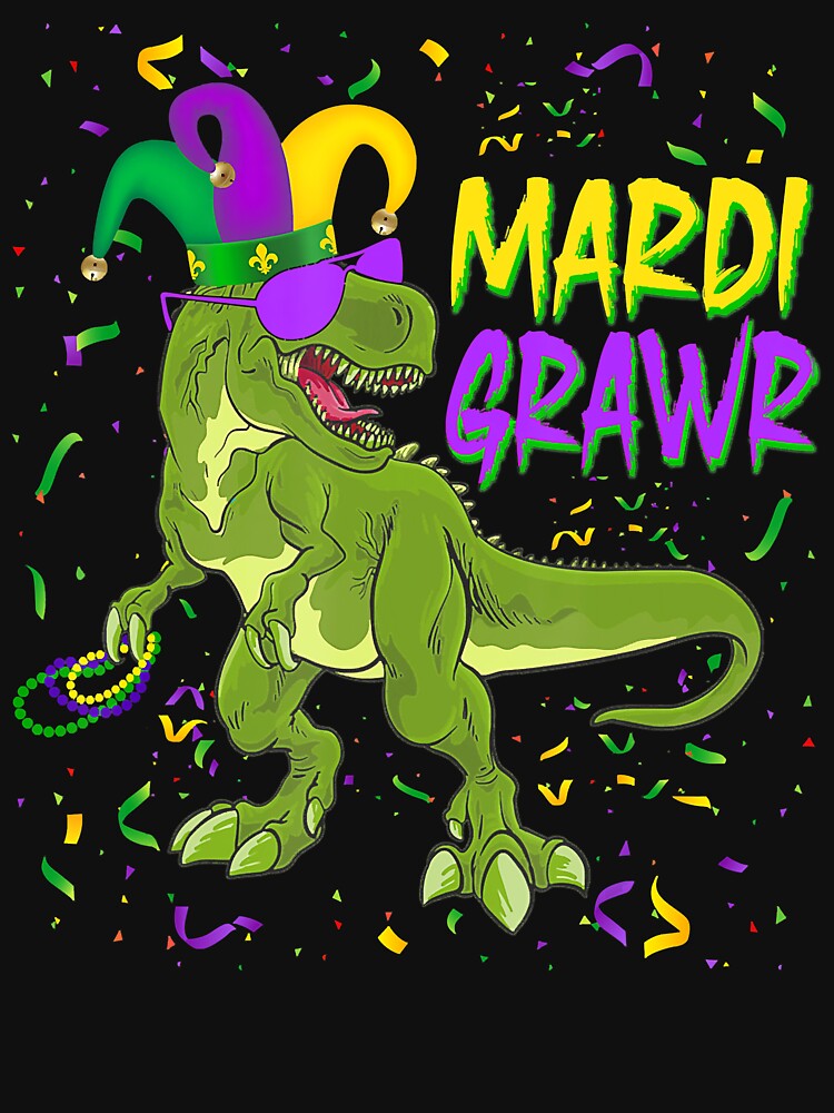 Mardi Grawr T Rex Dinosaur Mardi Gras Beads Mask Costume by JodyBoling