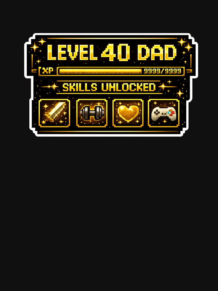 Level 40 Dad Unlocked Gamer 40th Birthday Pixel Art Sticker by FestivityFinds