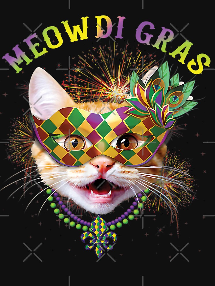 Meowdi Gras Kitten Cat Mask Beads Mardi Gras Funny Gift by ecomdesign