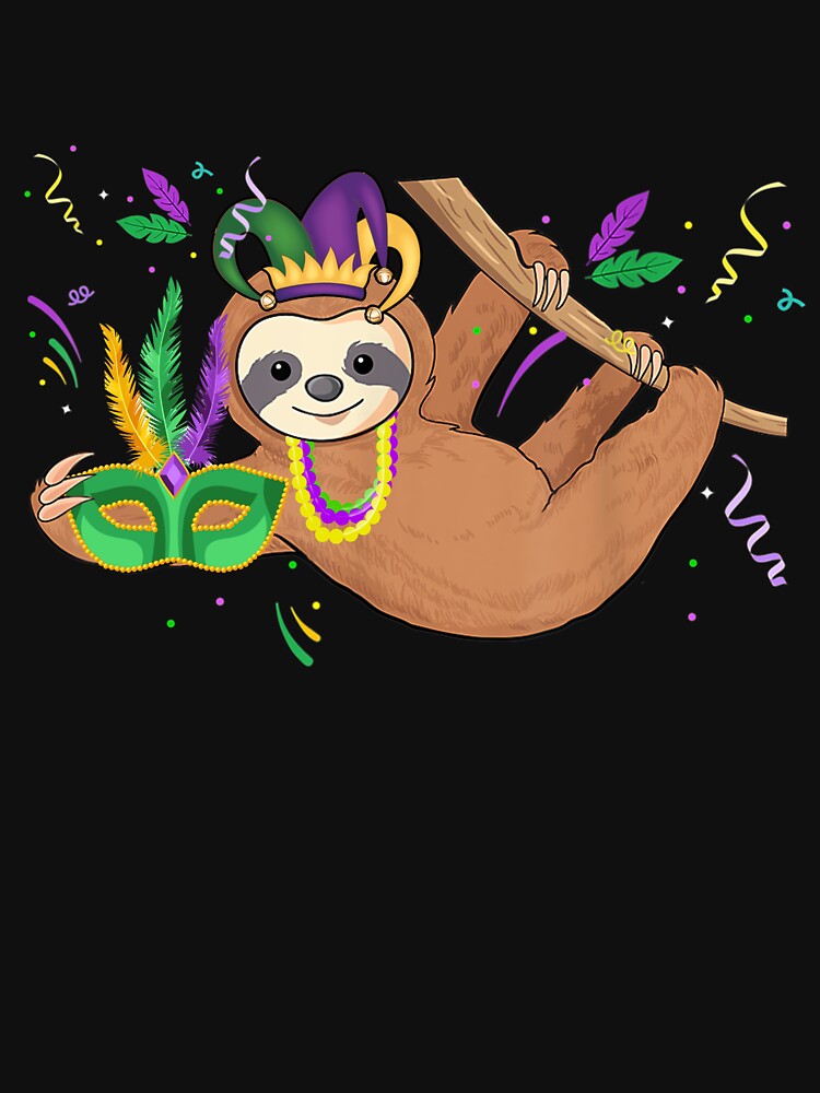 Cute Lazy Sloth Cute Funny Mardi Gras Carnival by gwendasnead
