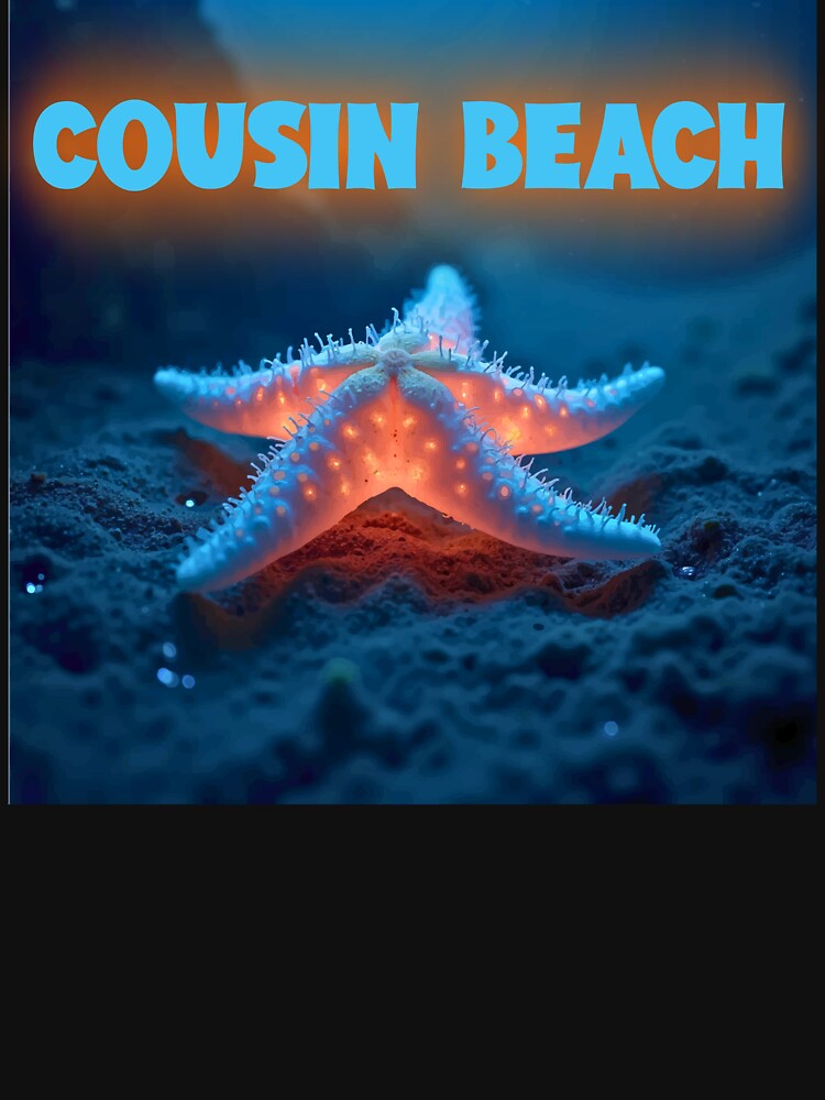 Cousin Beach T-Shirt | Glowing Starfish Ocean Night Beach Vacation Design by PixelWaveBD