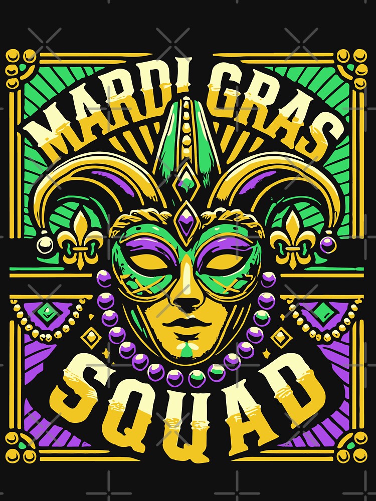 Mardi Gras Squad Mask Beads Celebration by LuminOrb