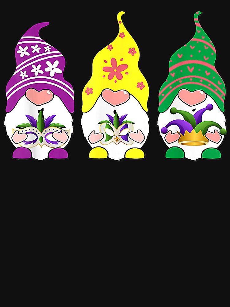 Mardi Gras Gnomes Holding Mask Love Mardi Gras Funny Gnome by JodyBoling