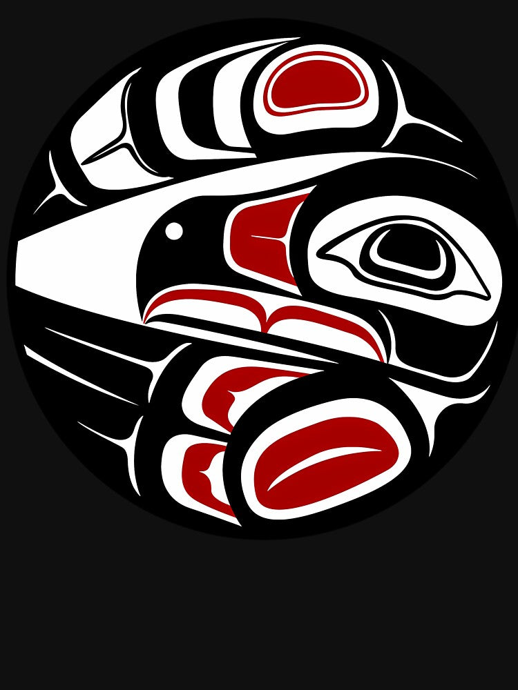 Raven Moon Formline Circle Sun Bird Thunder Eagle Crow Haida Salish by ZayvianParadise