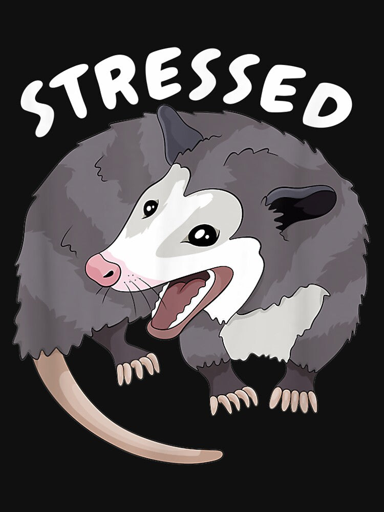 Funny Stressed Possum Trash Opossum Introvert Meme by JanelAmico
