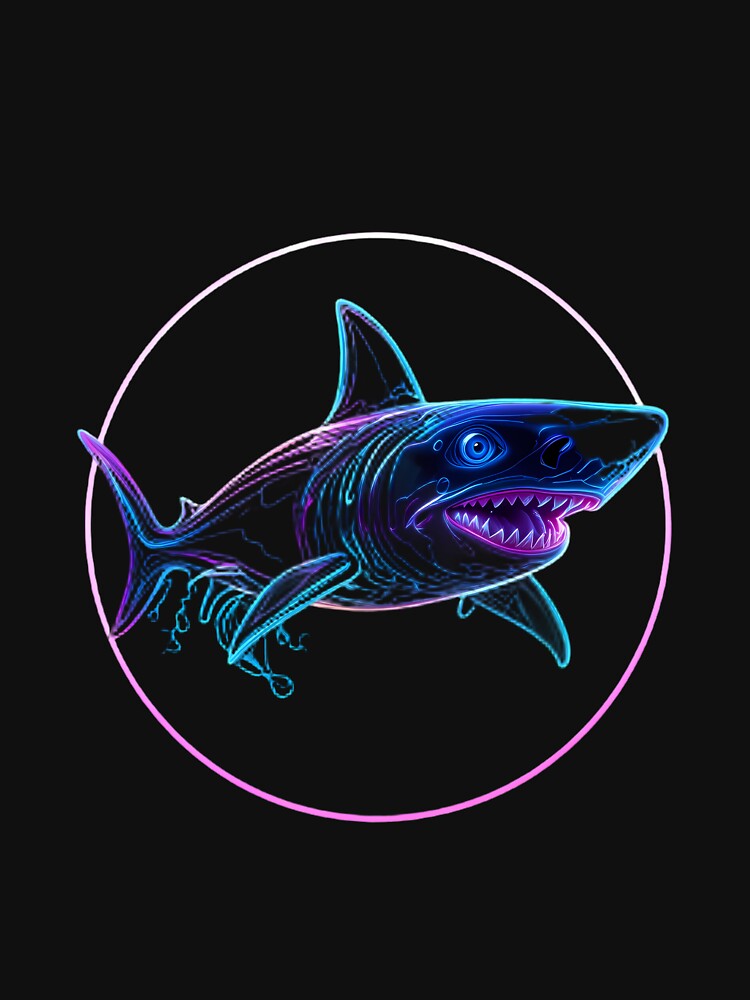 Shark Attack Neon Marine Animal Mystical Art Collection by ART ATTACK ZONE