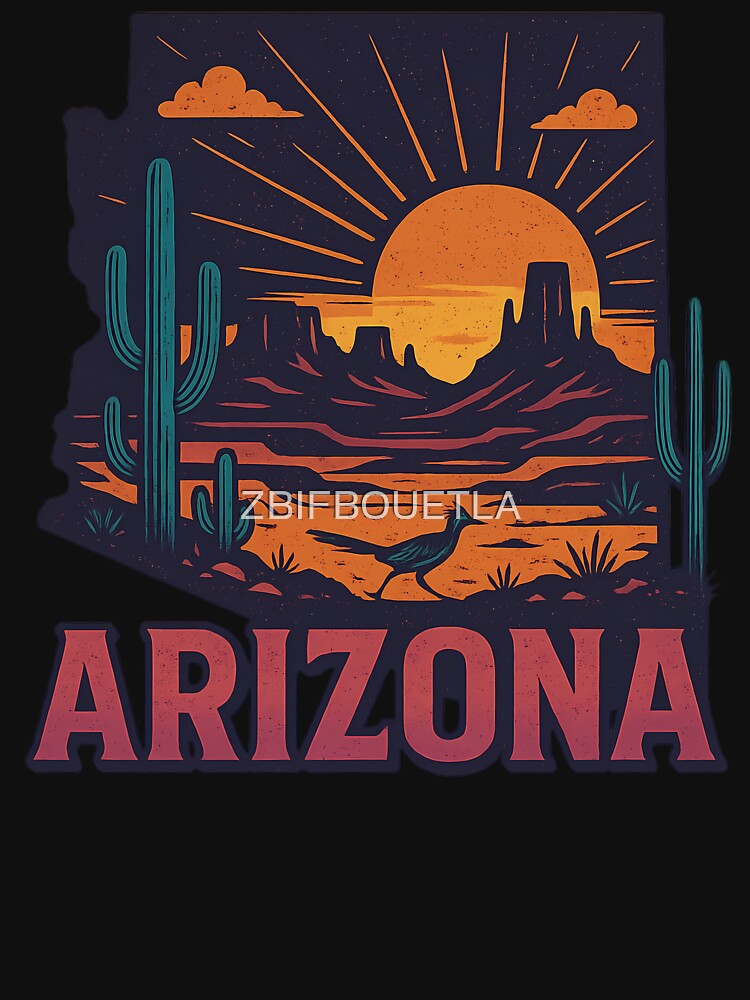 Arizona Vintage Desert Sunset Cactus Landscap by ZBIFBOUETLA