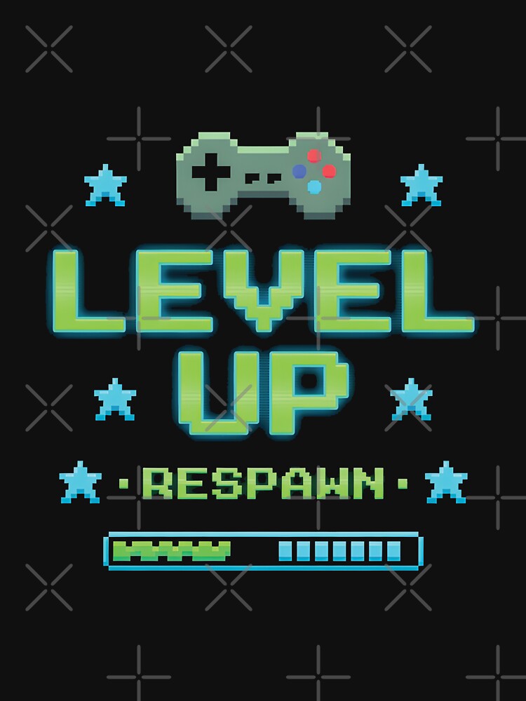 Level Up Respawn — Retro Pixel Art Gaming Humor for Gamers and Video Game Enthusiasts by DESIGNNOUR