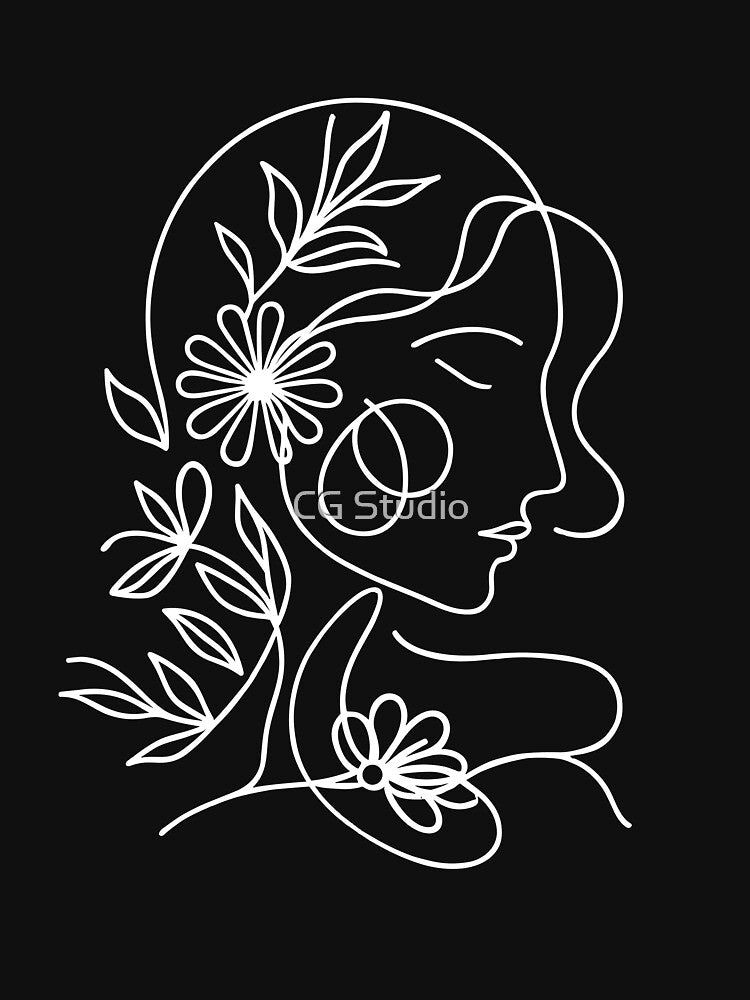 Copy of Abstract minimalist woman face line art Floral Flower Artsy Fashion by CG Studio