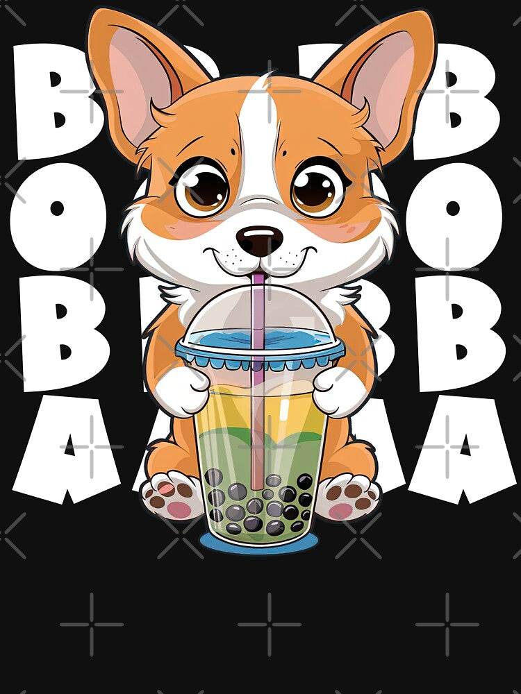 Kawaii Boba Cute Anime Corgi Dog Bubble Tea Drink Fun by SpookshowDesign