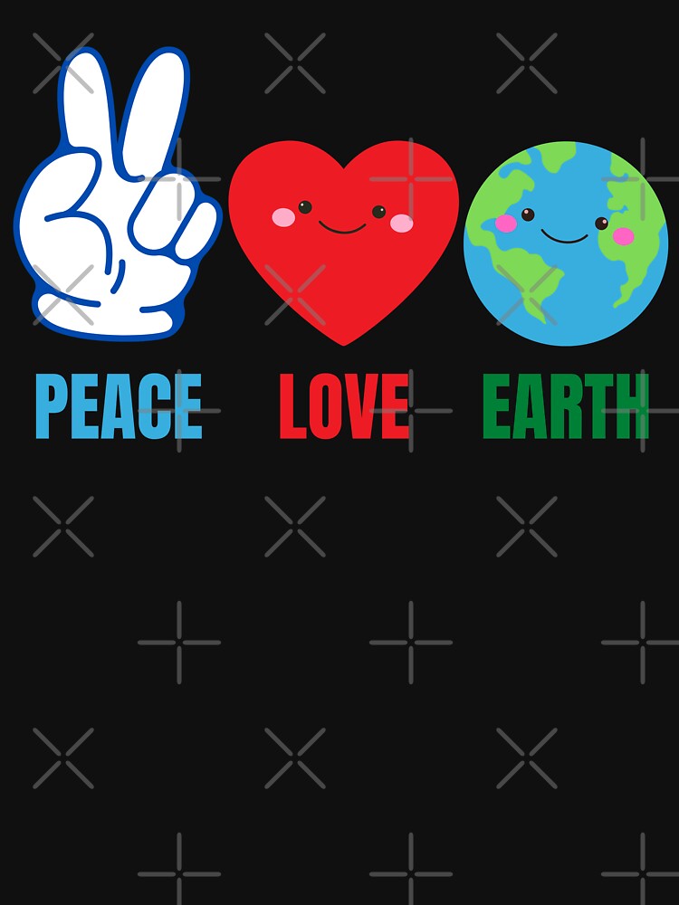 Peace love earth, Happy Earth day, cute and kawaii earth. Save the planet keep it green by WhaleSharkShop