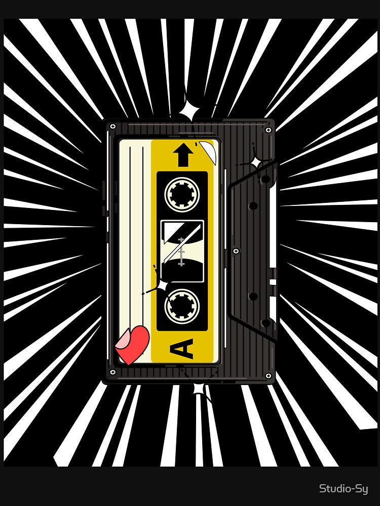 Retro Cassette Tape (white print) by Studio-Sy