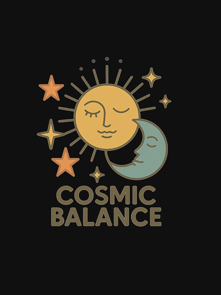 Cosmic Balance – Sun, Moon & Stars Line Art | Minimalist Celestial Design by DJCApparel