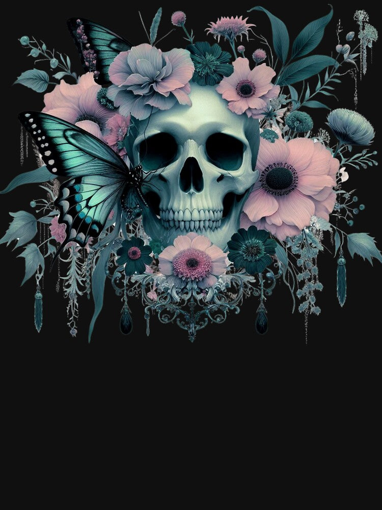 Floral Skull Butterflies Gothic Aesthetic by BriSher