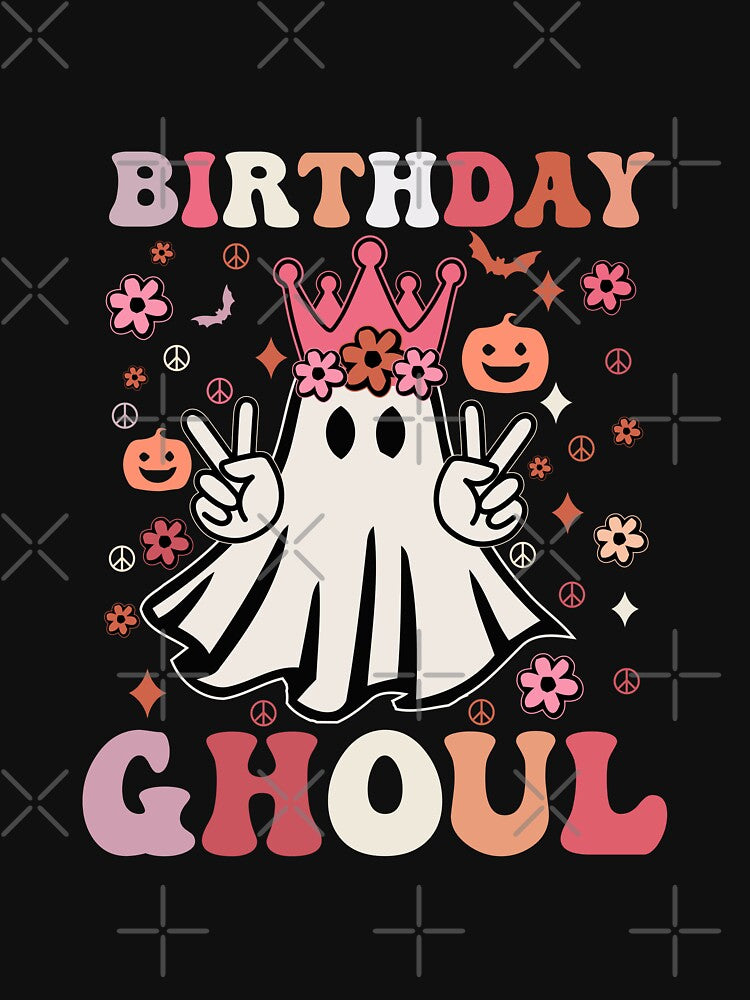 Birthday Ghoul Retro Font Pink Halloween Design by Tonya51