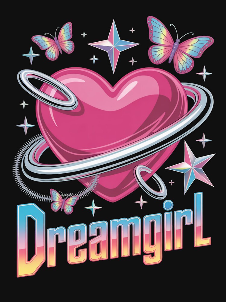 Dreamgirl Pink Heart Planet Butterfly Retro Valentine's Day by DarylWelsh2024