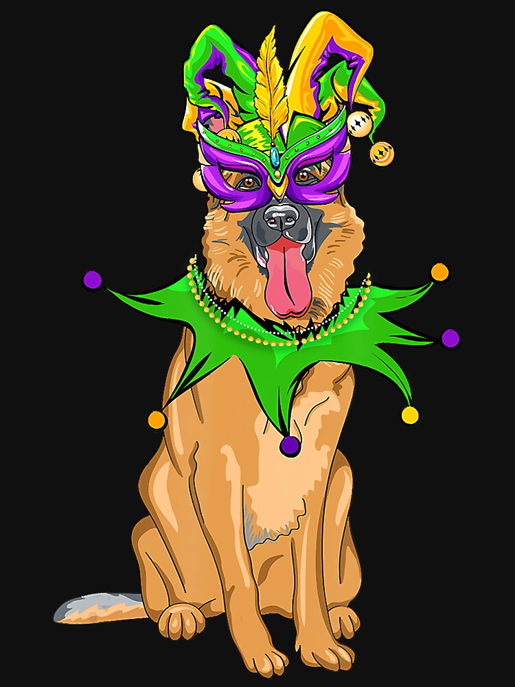 German Shepherd Dog Mardi Gras Mask Hat Bead Funny Costume by JanetDonohoe