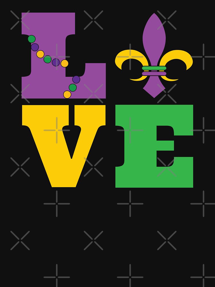 LOVE Mardi Gras Design with a Fleur De Lis by EstelleStar