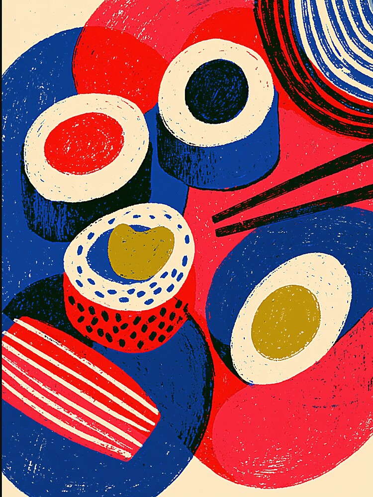 Sushi Bar Block Art by Retro Type