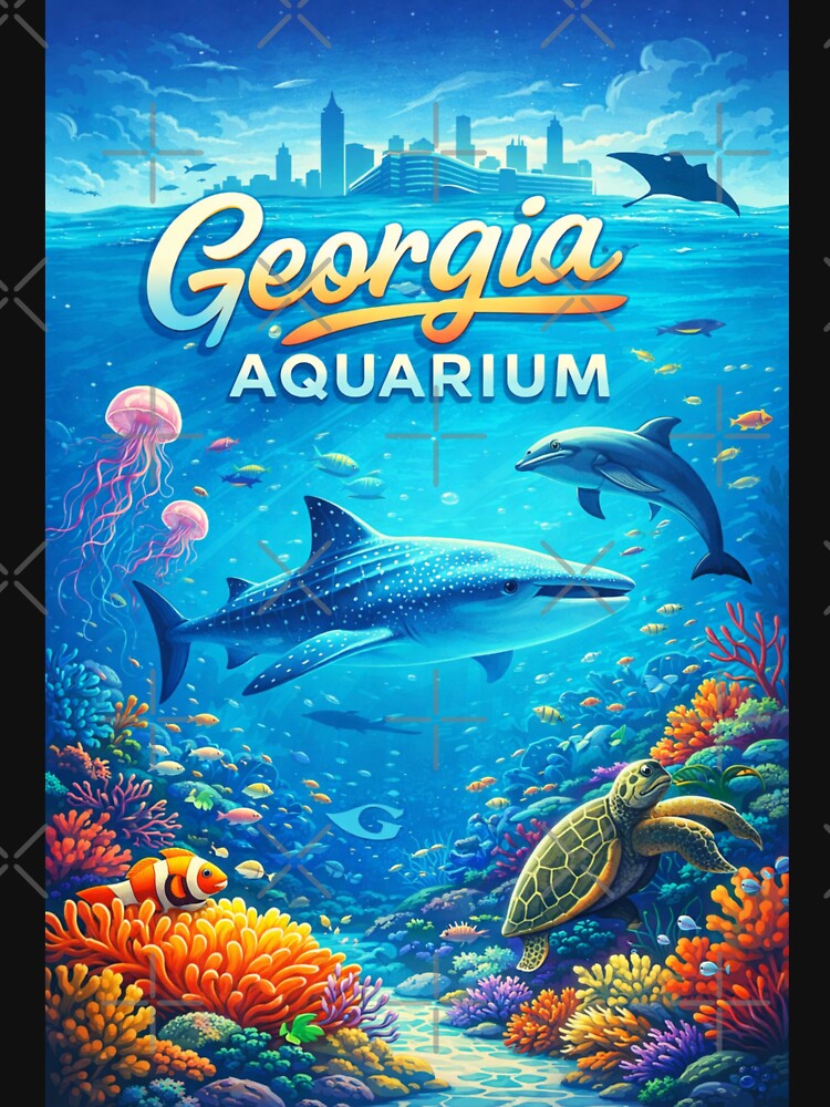 Georgia Aquarium View with Atlanta Skyline and Marine Life by Aryabek