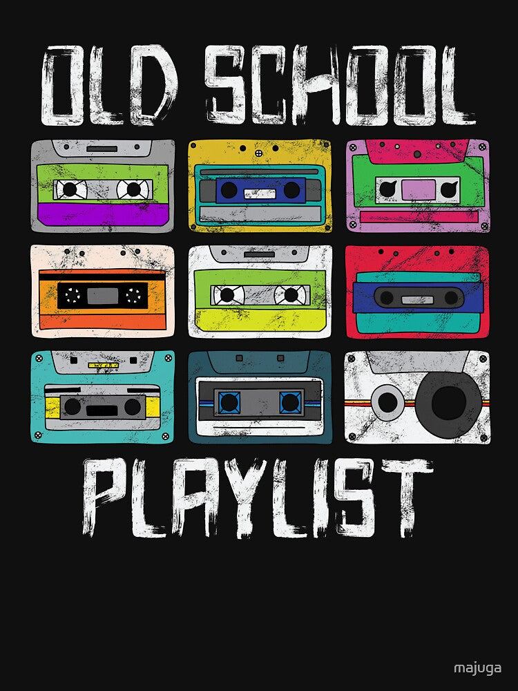 Cassette Tape Music T-Shirt Retro 80s Old School Playlist by majuga