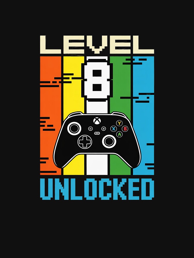 Level 8 Unlocked Video Gamer 8th Birthday by Belkisallen