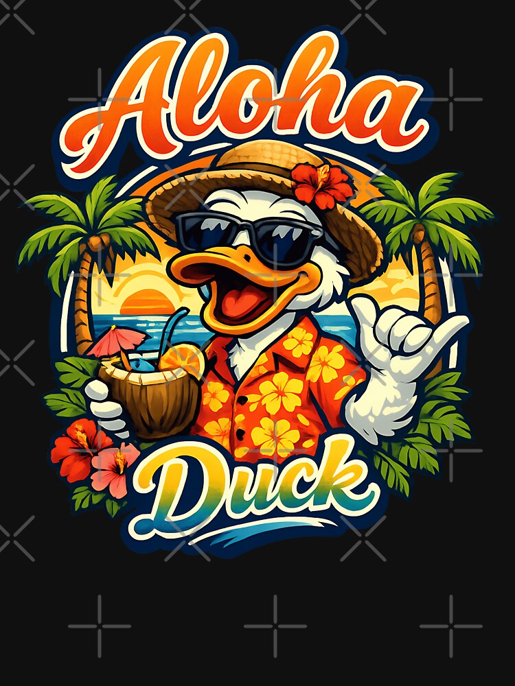 Aloha Duck Tropical Vacation Shaka Design by TeeTimeTreasure