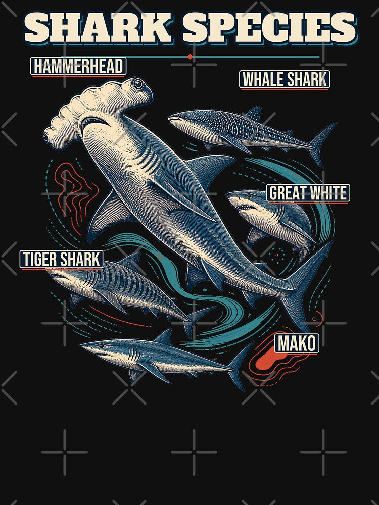 Shark Species Shirt Vintage Marine Biology Study by Freshloop Studio | Whimsical Vintage Art