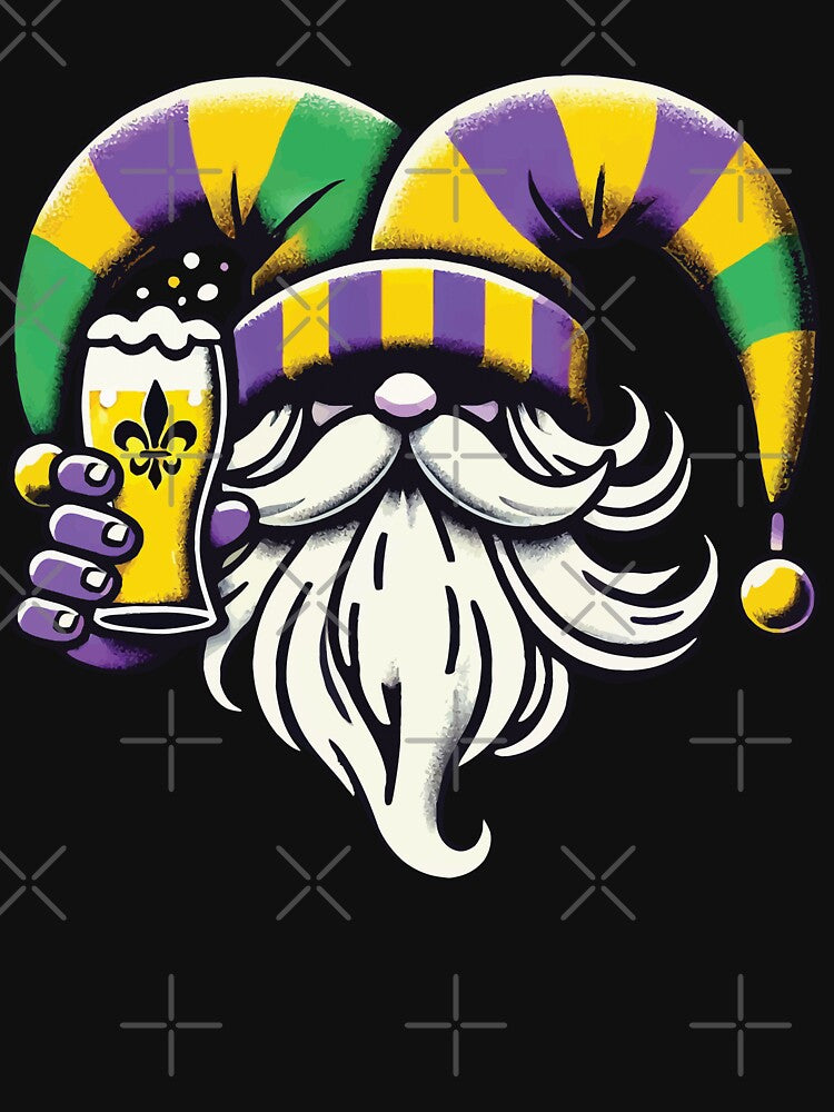Mardi Gras Gnome Cheers with Beer by LuminOrb