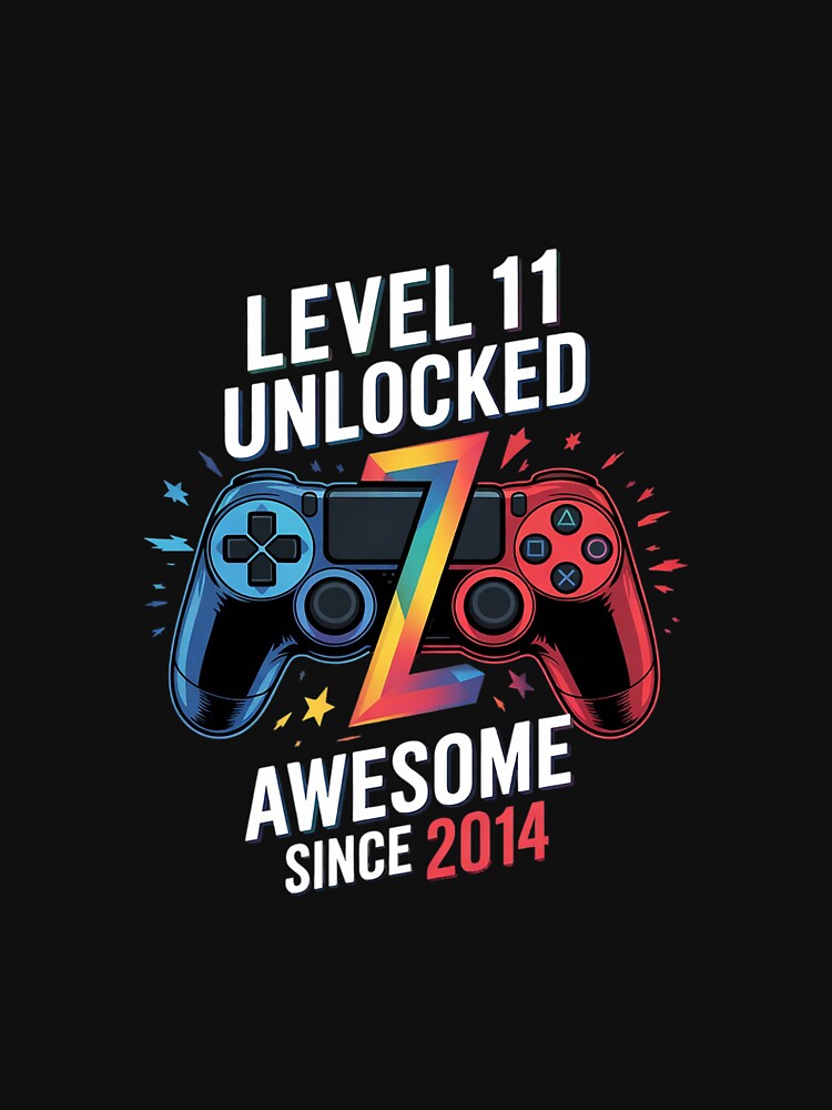 Level 11 Unlocked Awesome Since 2014 11th Birthday Gaming by EllinoKlemo