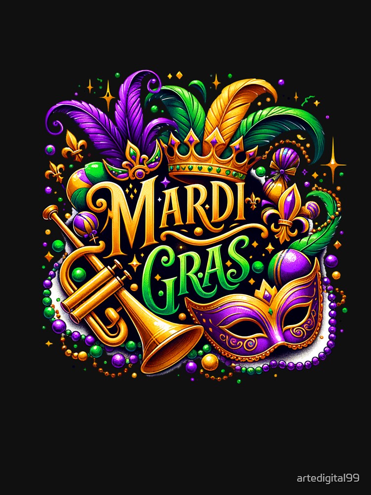 Mardi Gras Celebration Design – Vibrant Carnival Art for Party Outfits by artedigital99