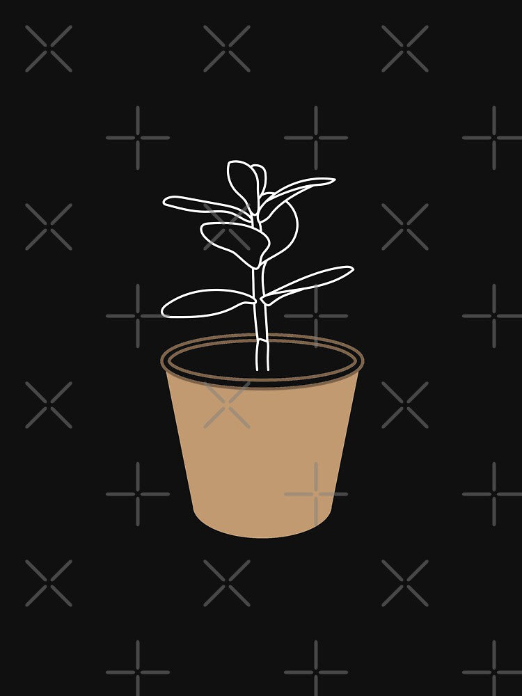 Minimalist Jade Plant in Pot Line Art by RPuniquedesigns