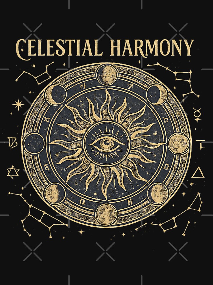 Celestial Harmony Vintage Sun Moon Zodiac Phases by ZENVIRART