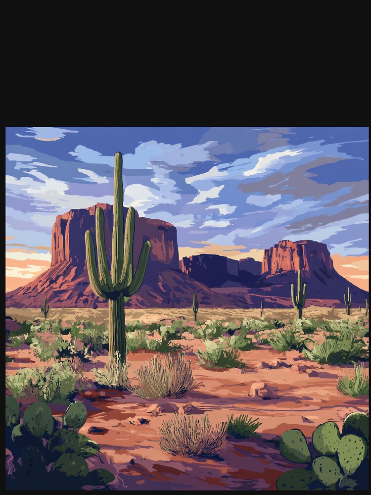 Southwestern Desert Vibes – Monument Valley Retro Landscape Art by AchaRat