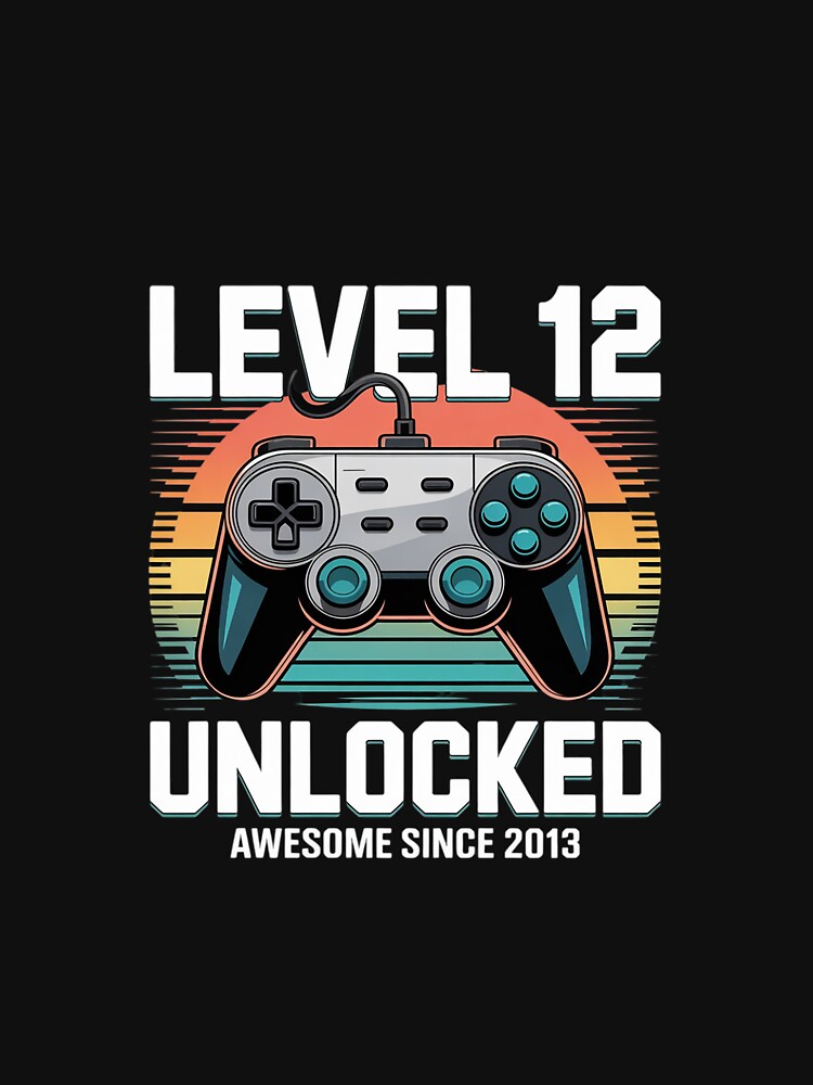 Level 12 Year Old Unlocked 12th Birthday Video Gamer by EllinoKlemo