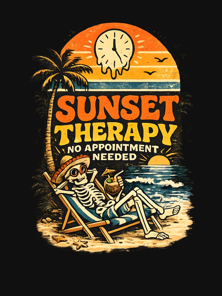 Sunset Therapy Vintage Skeleton Beach Retro Summer by MizoX7