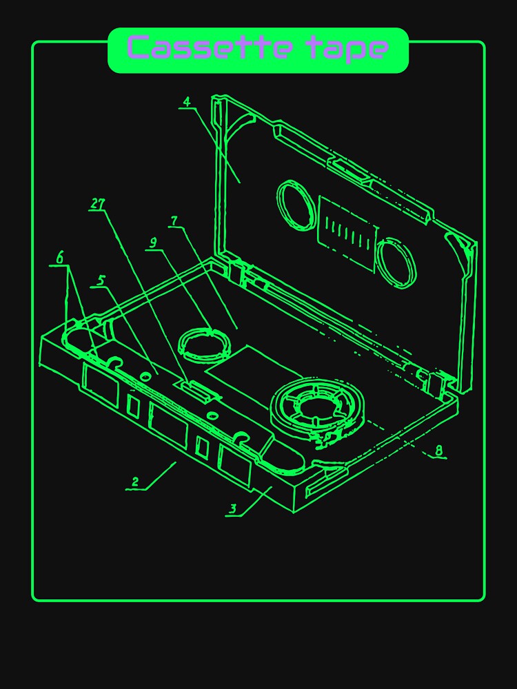 Cassette Tape diagram, ventage, retro. by RJsTees