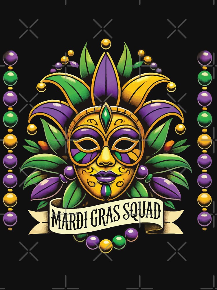 Mardi Gras Squad Mask Bold Colors Festive Spirit by LuminOrb