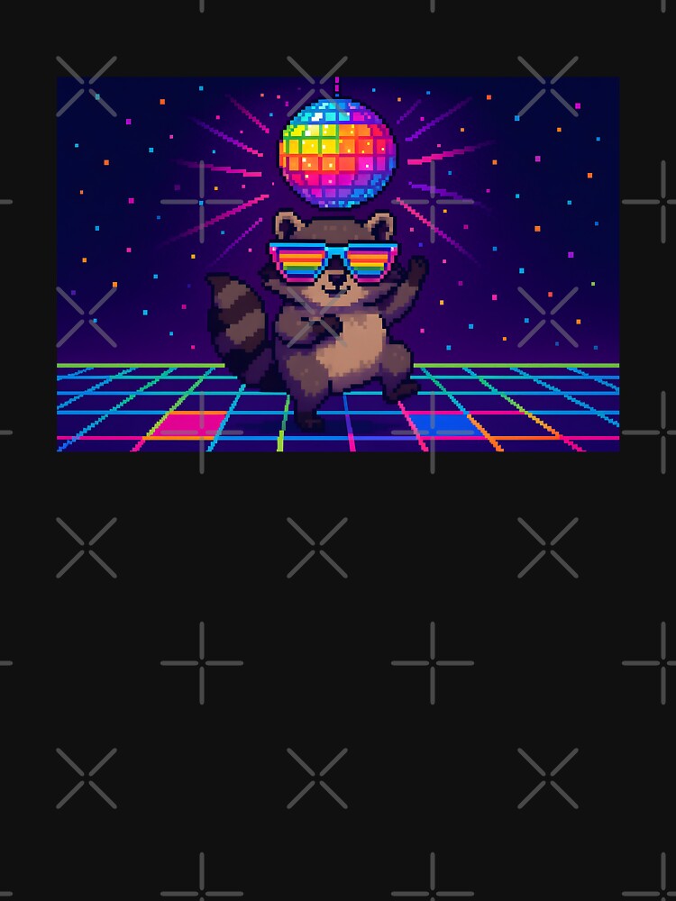 Pixel Disco Raccoon with Sunglasses by SassyArtistry