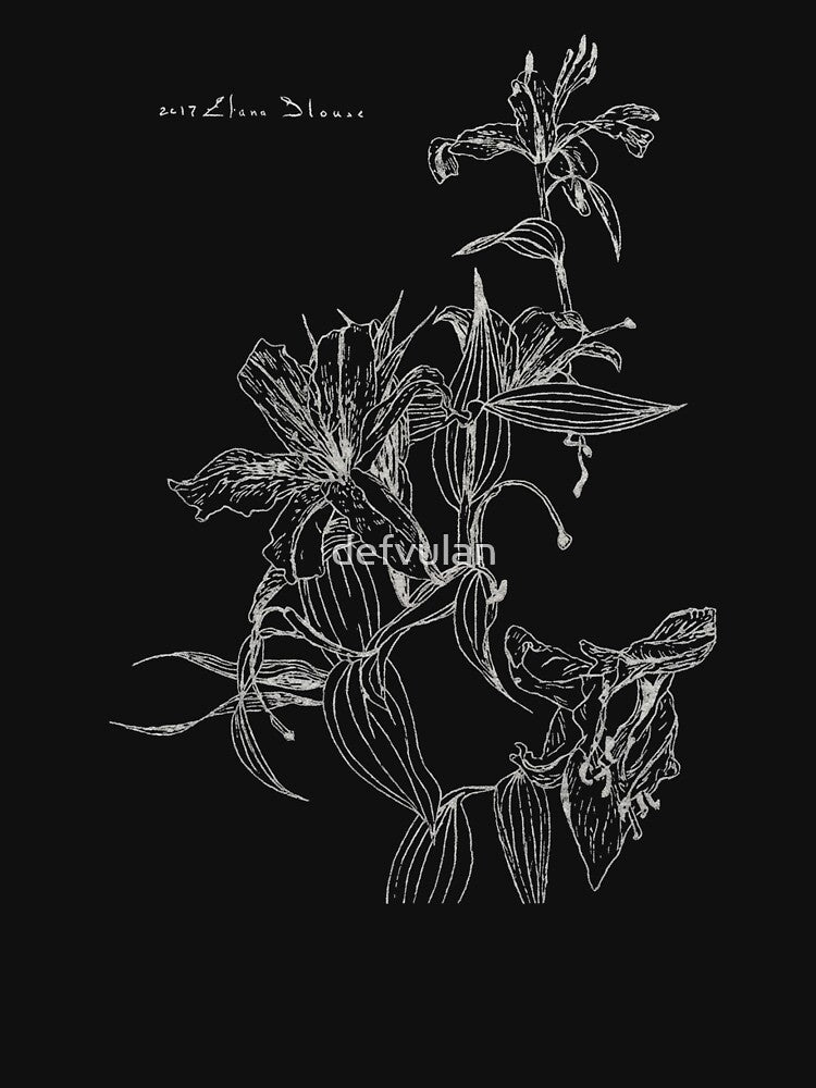 Vintage Botanical Flower Line Art Shirt Delicate Floral Nature Graphic Tee by defvulan
