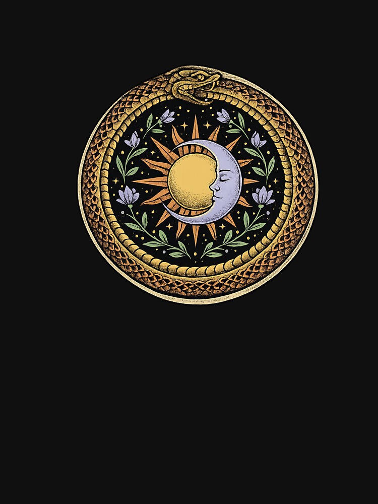 Ouroboros Snake Sun Moon Celestial Circle by VibeMax