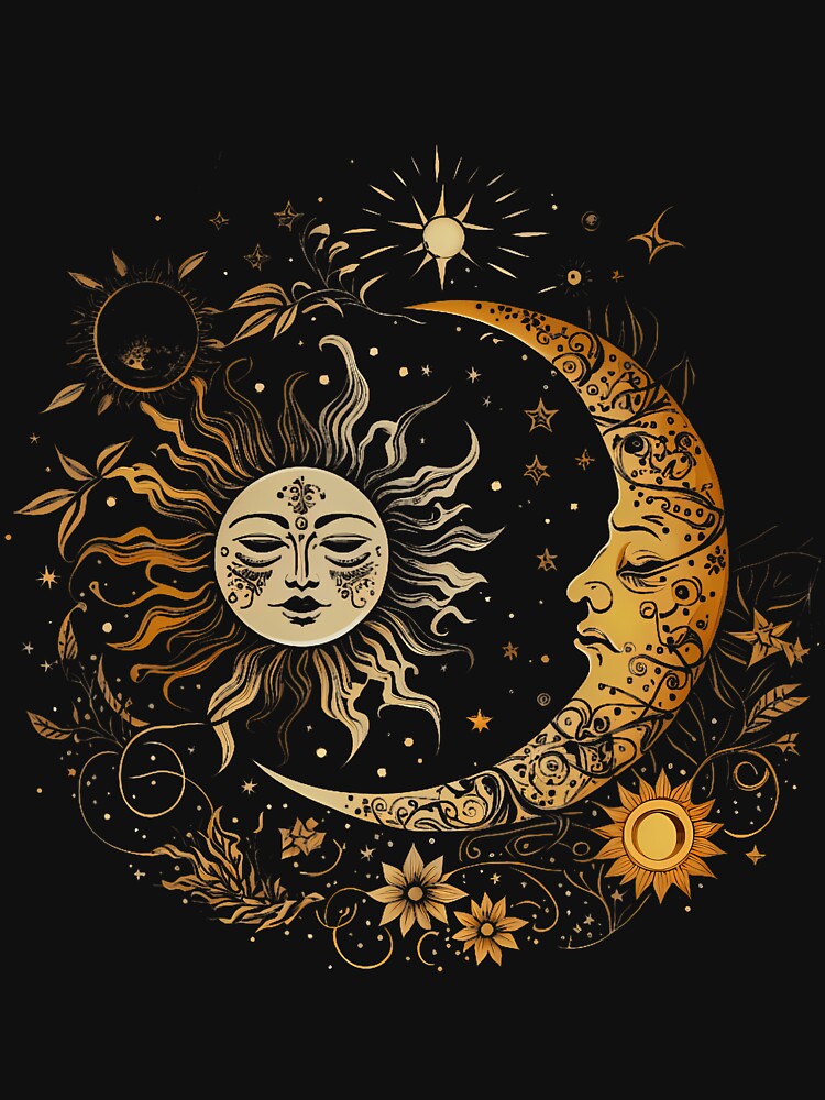 Vintage Celestial Sun Moon Flower Astrology by gincasfikret4
