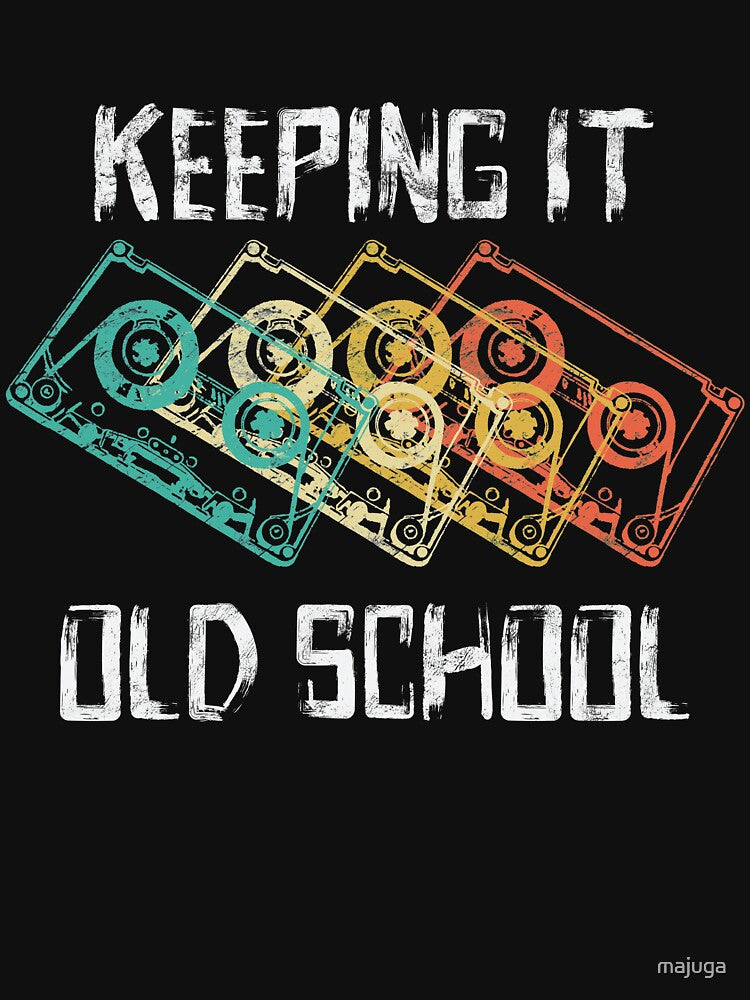 Cassette Tape T-Shirt 80s Retro Music Keeping it Old School by majuga