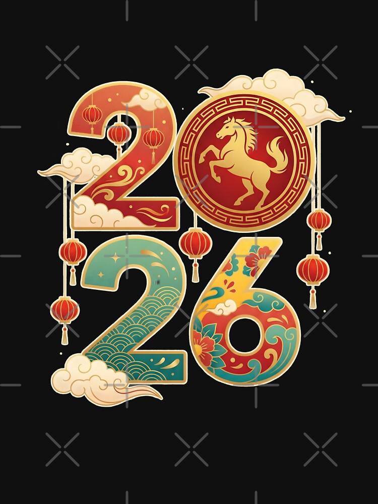 2026 Chinese New Year, Year of the Horse Zodiac Celebration Gift, Colorful Lantern Asian Festival Graphic Tee by saloui
