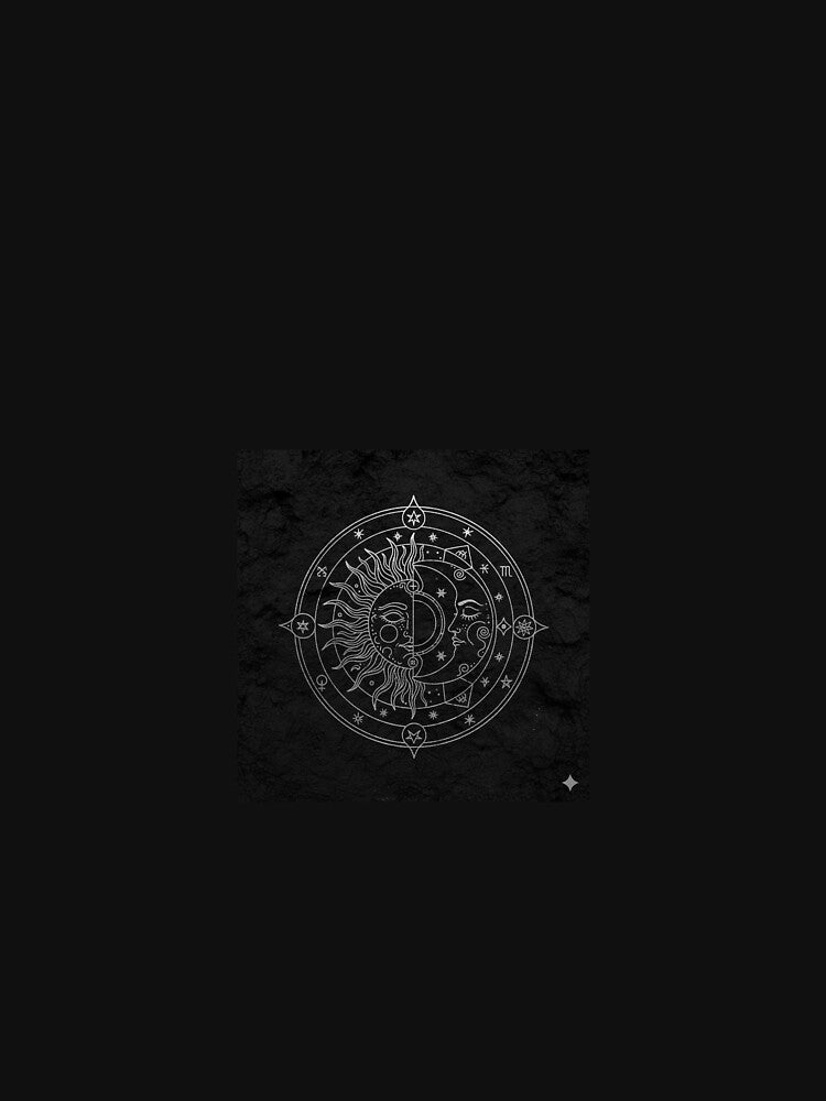 Sun & Moon Zodiac Circle – Mystic Celestial Line Art by RZandRaiDesigns